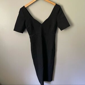 Lulus double v neck sheath dress with mesh accent